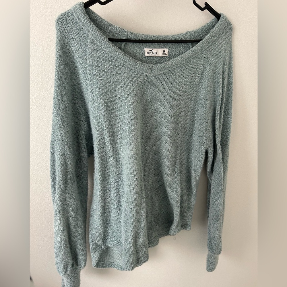 Hollister Light Blue Off-the-Shoulder Sweater